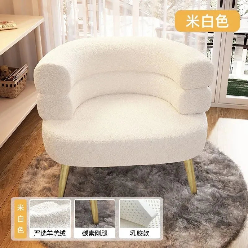 Living Room Lamb Velvet Lazy Sofa Chair Bedroom Makeup Chair Home Single Sofa Chair Lounge Chair