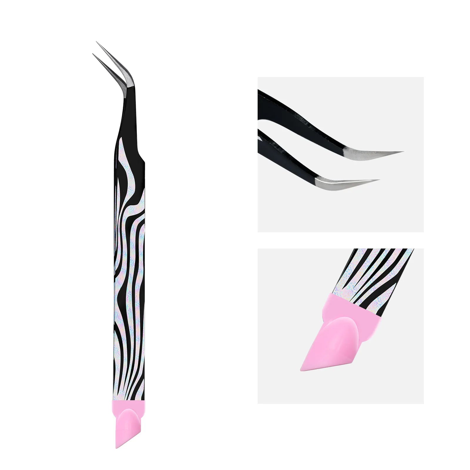 Multi-Purpose Eyelash Extension Tweezers – For False Eyelashes, Nail Stickers & Rhinestones, with Silicone Cushion Tip