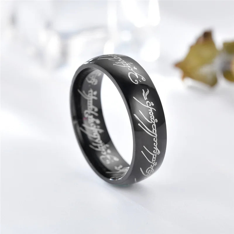 6MM Stainless Steel Laser Engraving Exquisite Couples Wedding Rings, Men And Women Fashion Movie Jewelry Gifts Wholesale