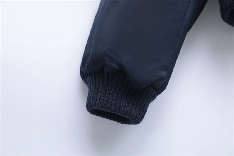 2025 new women's zipper stitching bomber jacket clip cotton jacket stitching women's top