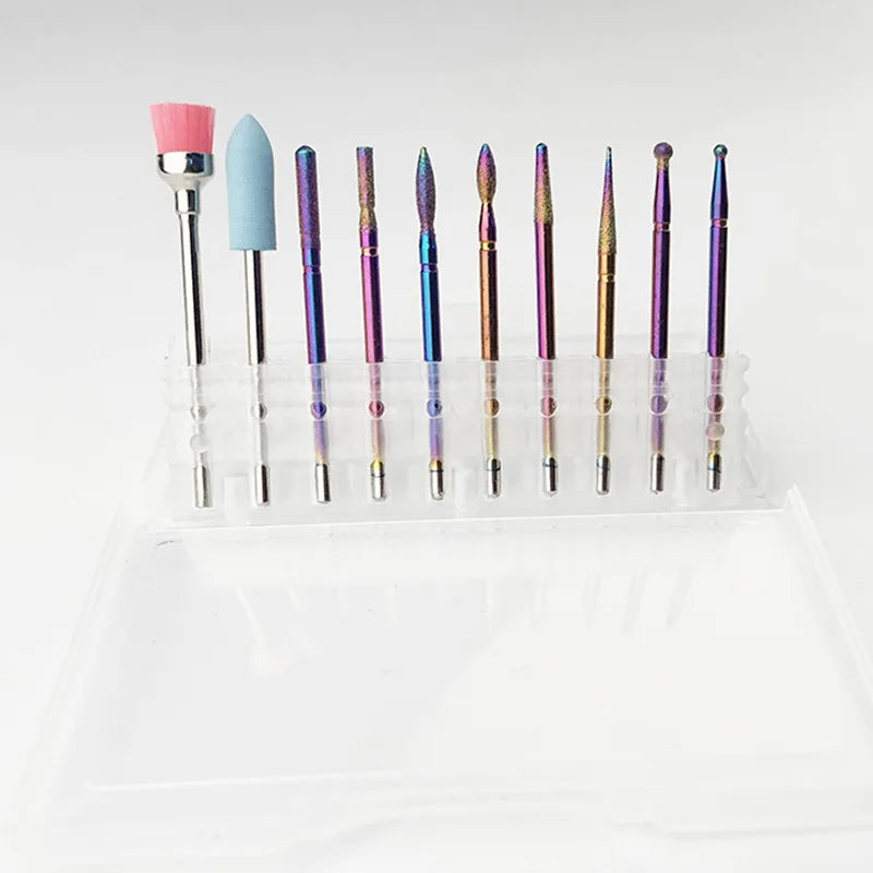 10/11/13/19Pcs/Box Professional Ceramic Nail Drill Bit Set Electric Manicure Nail File Bit For Acrylic Gel Nails And Cuticles