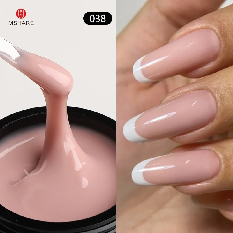 MSHARE 50ml Natural Nails Gel Builder Nalil Self Leveling Gel for Nail Extension Pink Shade UV Led Gel Hema Tpo Free Gel