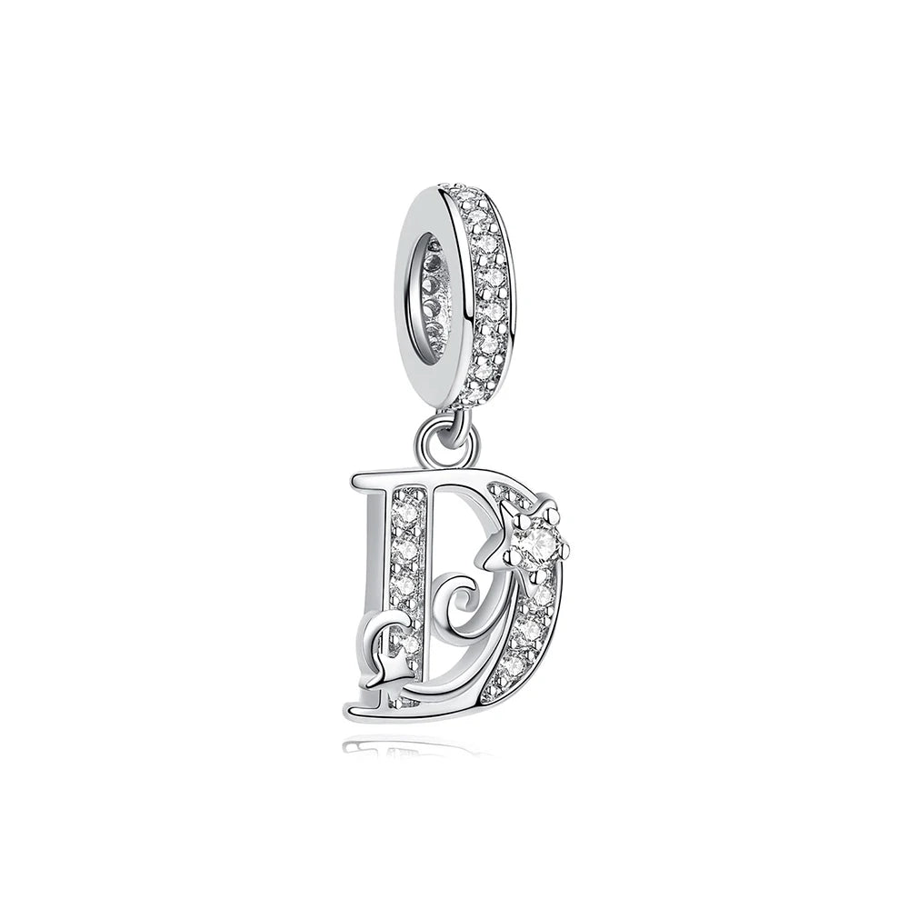 925 Sterling Silver Charms Original Letter Alphabet A-Z Pendant Beads Fit Brand Bracelets Necklaces Diy Jewelry For Women