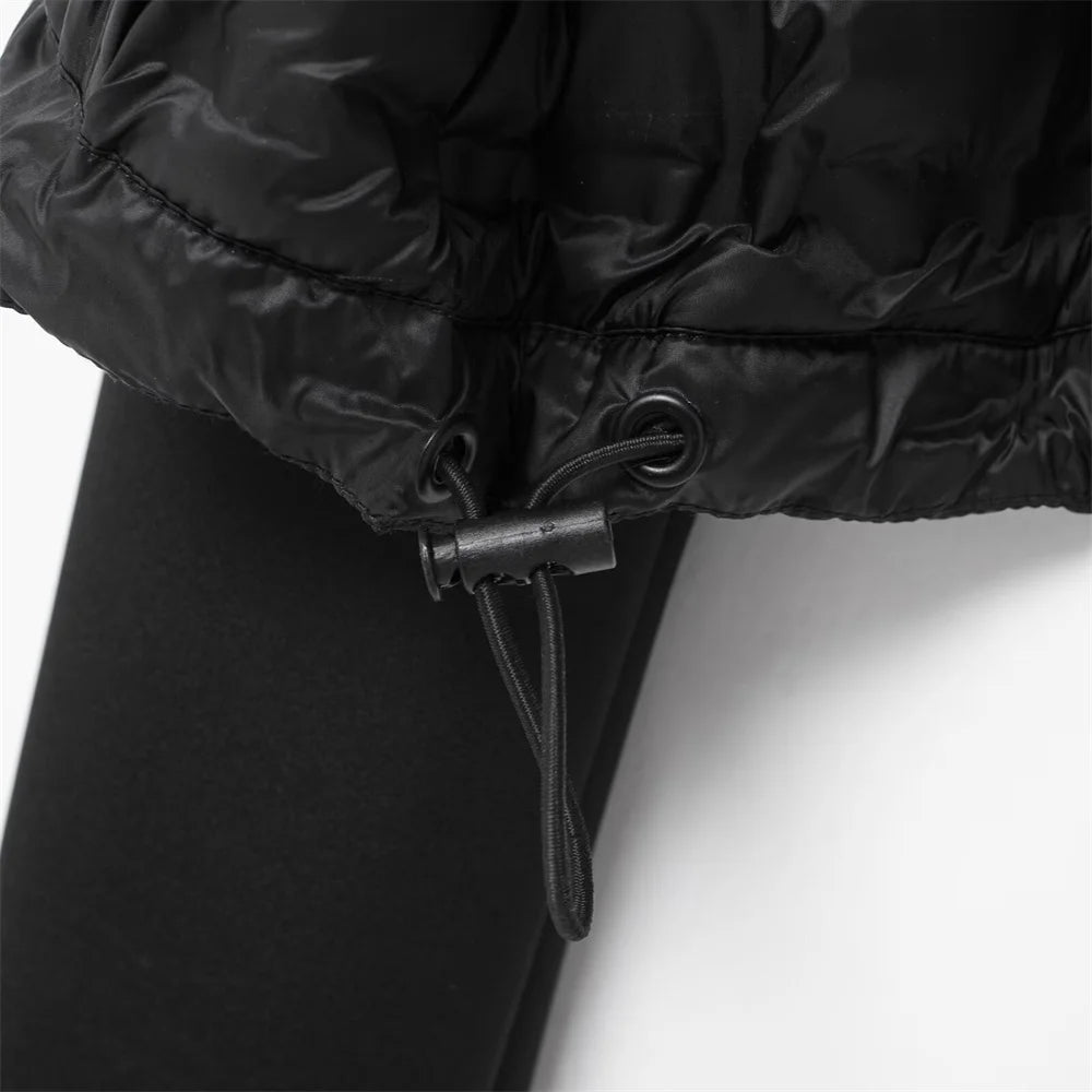 Autumn New Product Casual Women's Fashion Black Stand up Collar Splicing Short Jacket Cotton Jacket