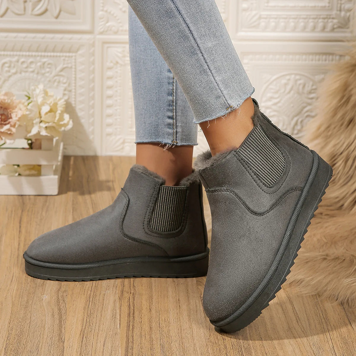 Winter Boots Women New Rubber Thick Sole Ankle Boots for Outdoor Elevated Comfort Warm Walking Cotton Shoes Fashion Snow Boots