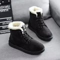 Smile Pop Winter New Flat Snow Boots Comfortable Warm Velvet Plush Cotton Shoes Round Toe Snow Boots Lace-up Short Boots Women