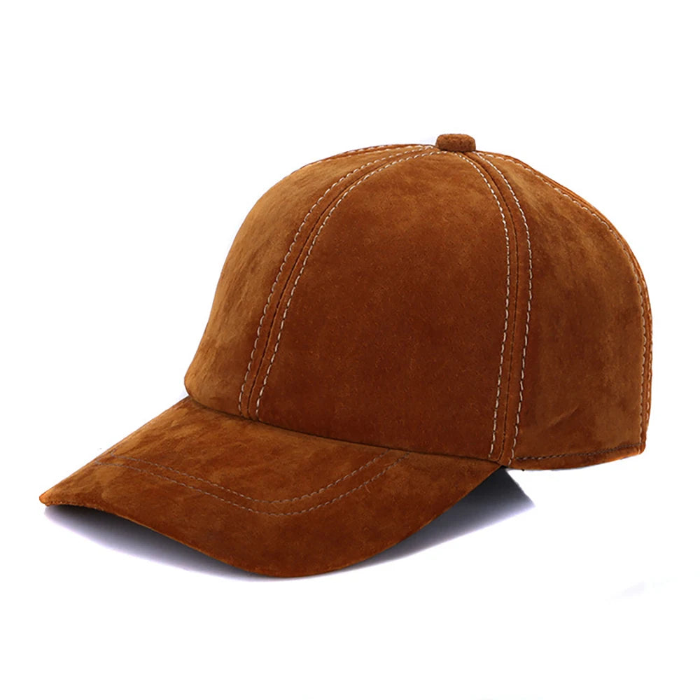 Fashion Cap New Adult Leather Hat Men's Warm Leather Baseball Cap Male Men Outdoor Street Hip Hop Hat Leather Hat Windproof Hat