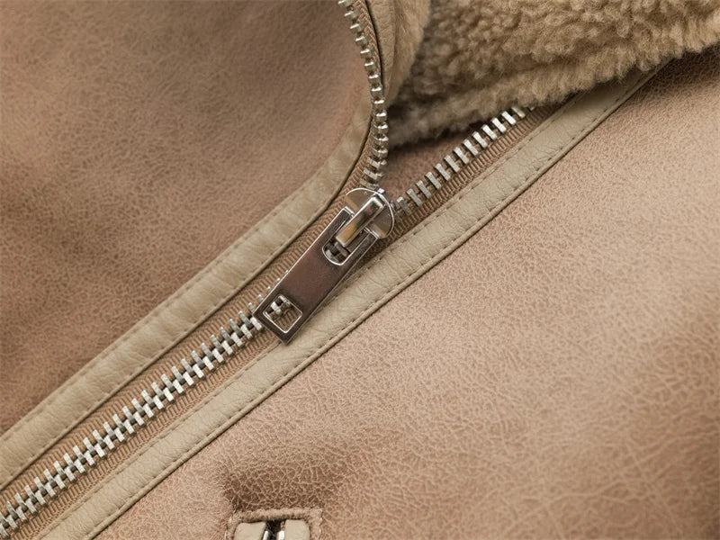 2025 new European and American women's fur one long sleeve standing collar double-sided jacket fur one thick warm coat