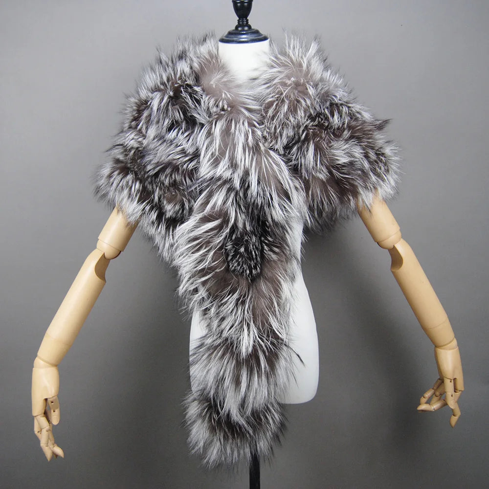 Fashion Real Fox Fur Scarf Collar Fur Ring Muffler Women Fur Stole Neck Warmer Scarf Shawl Cape Men For Lover Christmas Gift