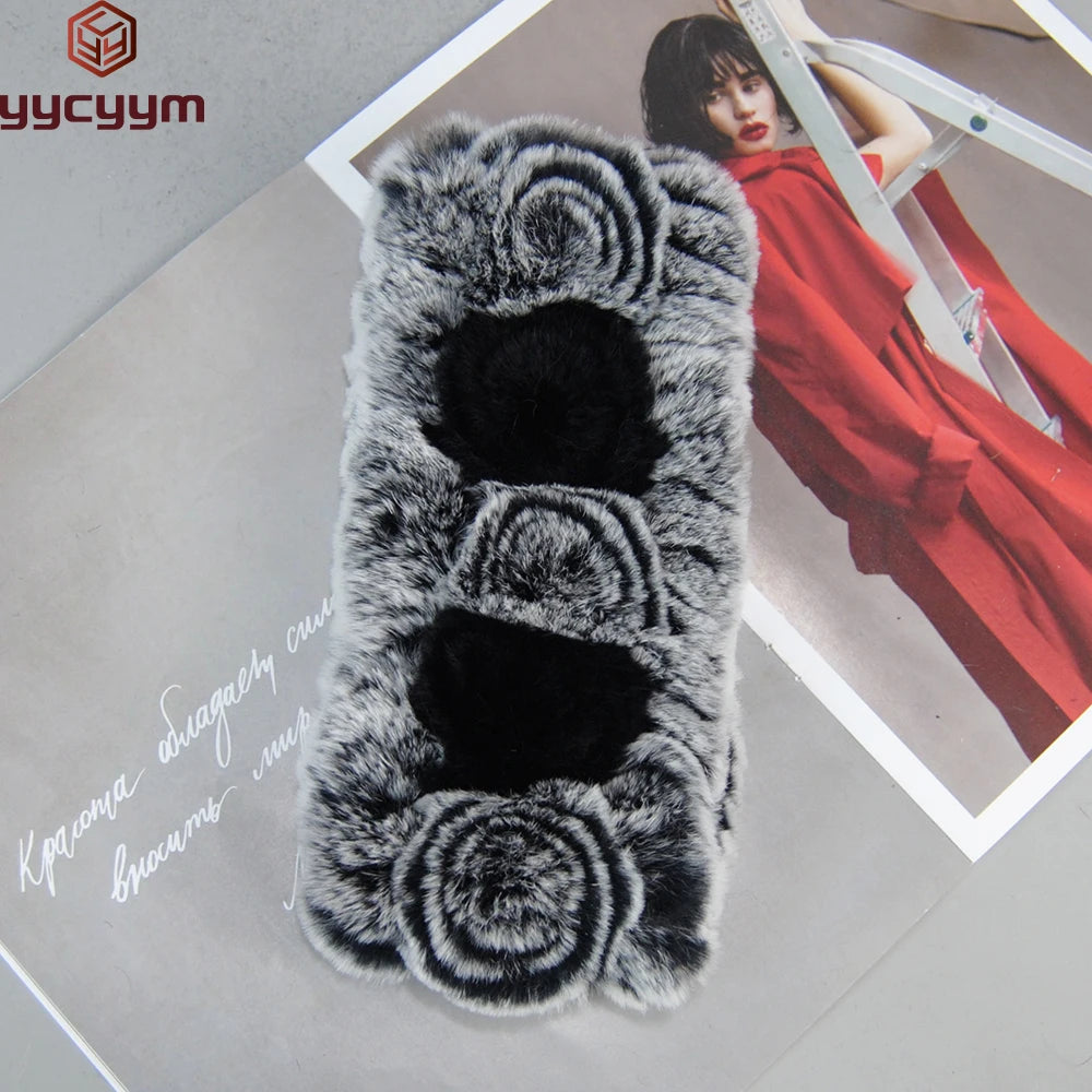 Autumn Winter Lady Real Rex Rabbir Fur Scarf Elastic Real Rex Rabbit Fur Headbands Flowers Natural Rex Rabbit Fur Ring Scarves