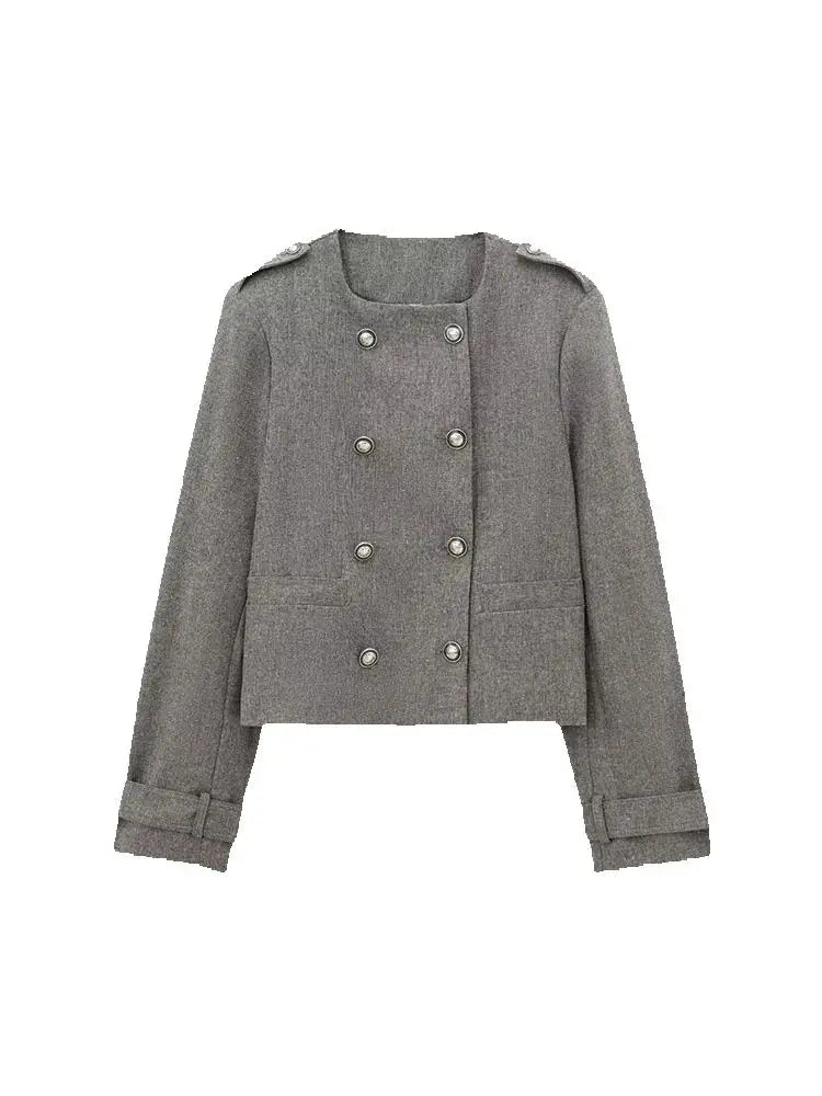 Women Wide Pleated Mini Skirt Sets For Women 2 Pieces Fashion Double Breasted Short Jacket Women 2 Pieces Women Outfit