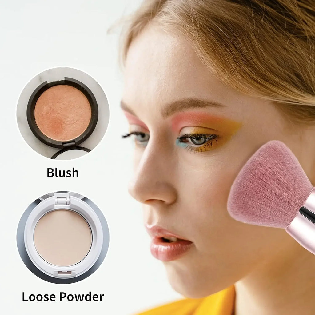 Fluffy Soft Mushroom Head Loose Powder Makeup Brush, Angled Contour Brush, Large Powder Contour Blush Makeup Brush