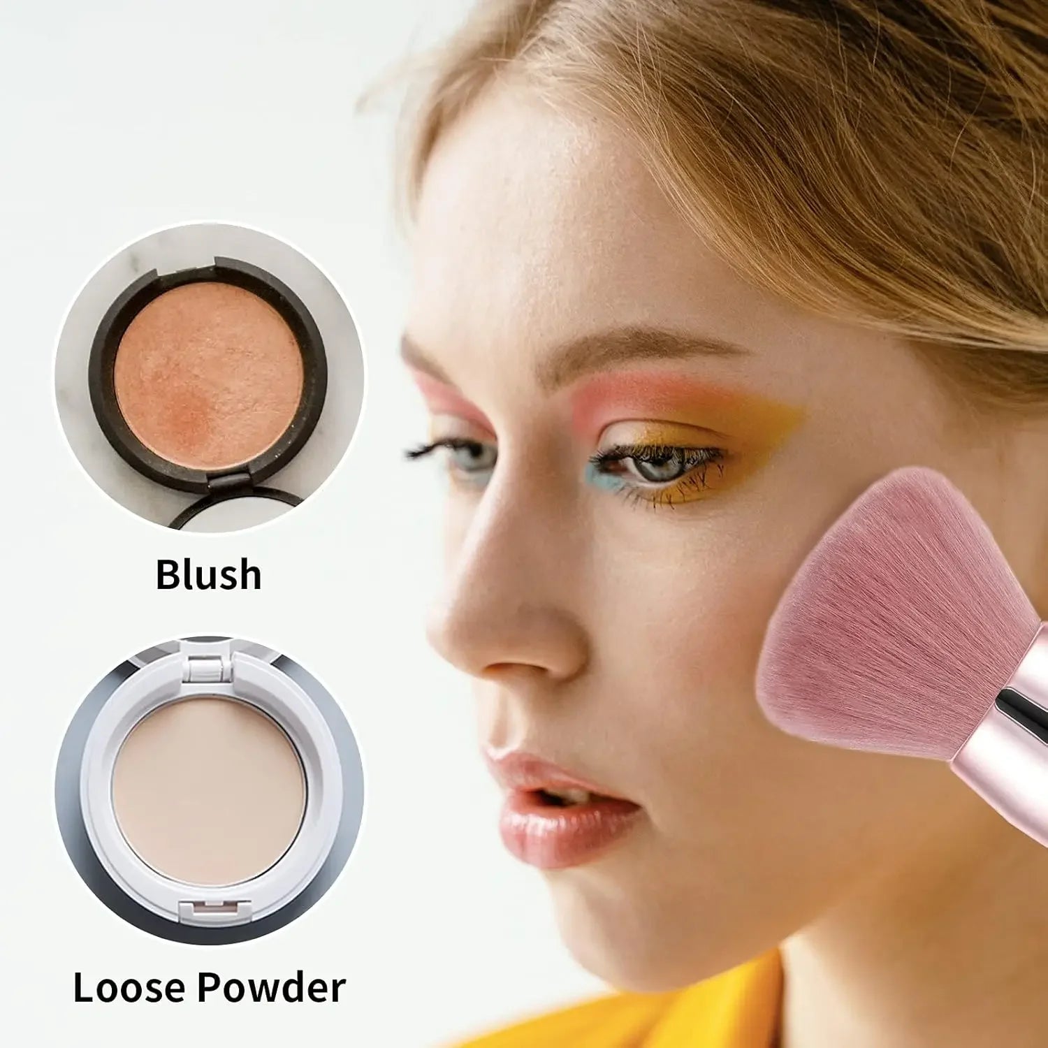 Fluffy Soft Mushroom Head Loose Powder Makeup Brush, Angled Contour Brush, Large Powder Contour Blush Makeup Brush