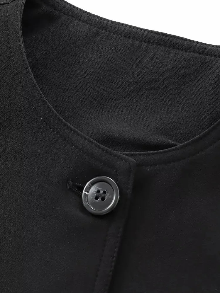 Women 2025 Autumn Casual Solid Jackets Loose Single Breasted Coat Pockets O-Neck Warm Fashion Female Jackets