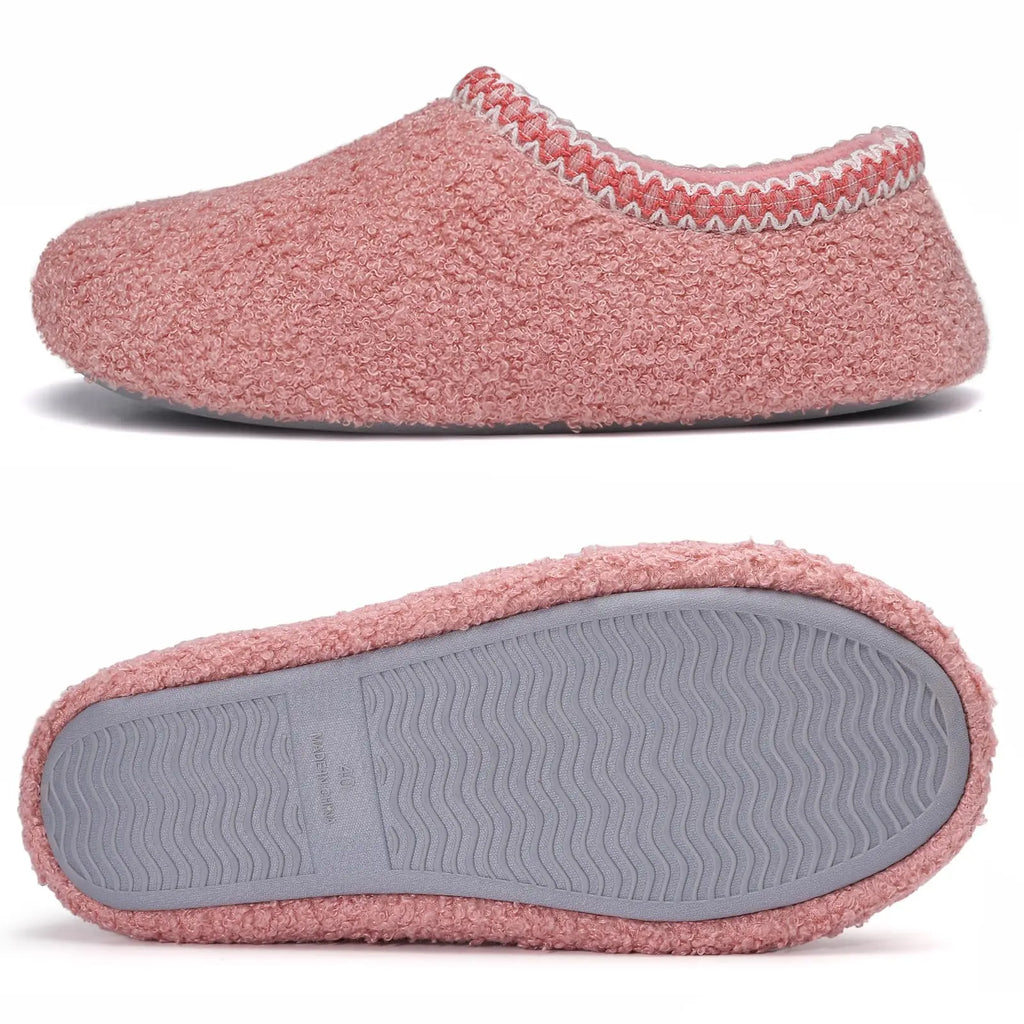 Goosecret Women House Memory Foam Slippers Winter Indoor Flat Cotton Shoes Teddy Fleece Bedroom Sock Shoes with Soft Rubber Sole
