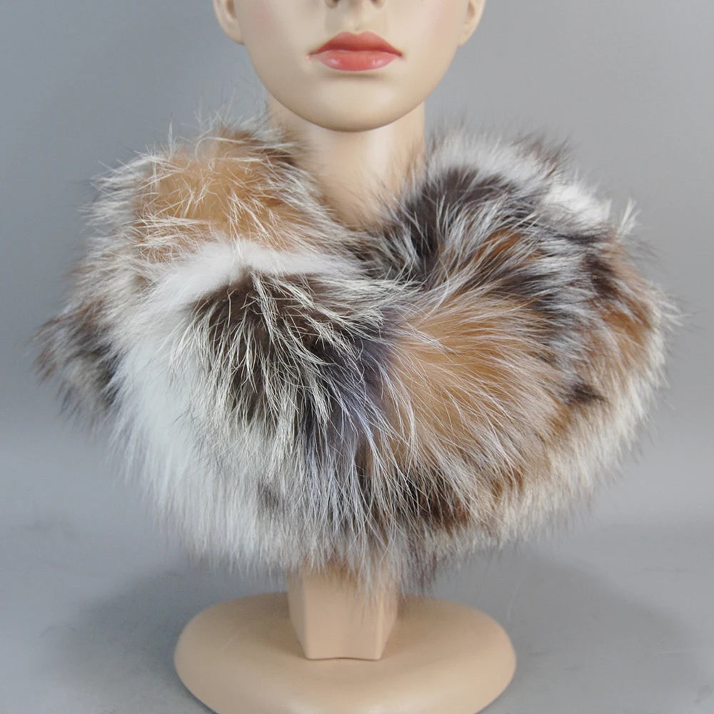 2025 New Style Luxury Women Winter Real Fur Scarves Warm Real Fox Fur Mufflers 100% Natural Fox Fur Collar Scarf Ring