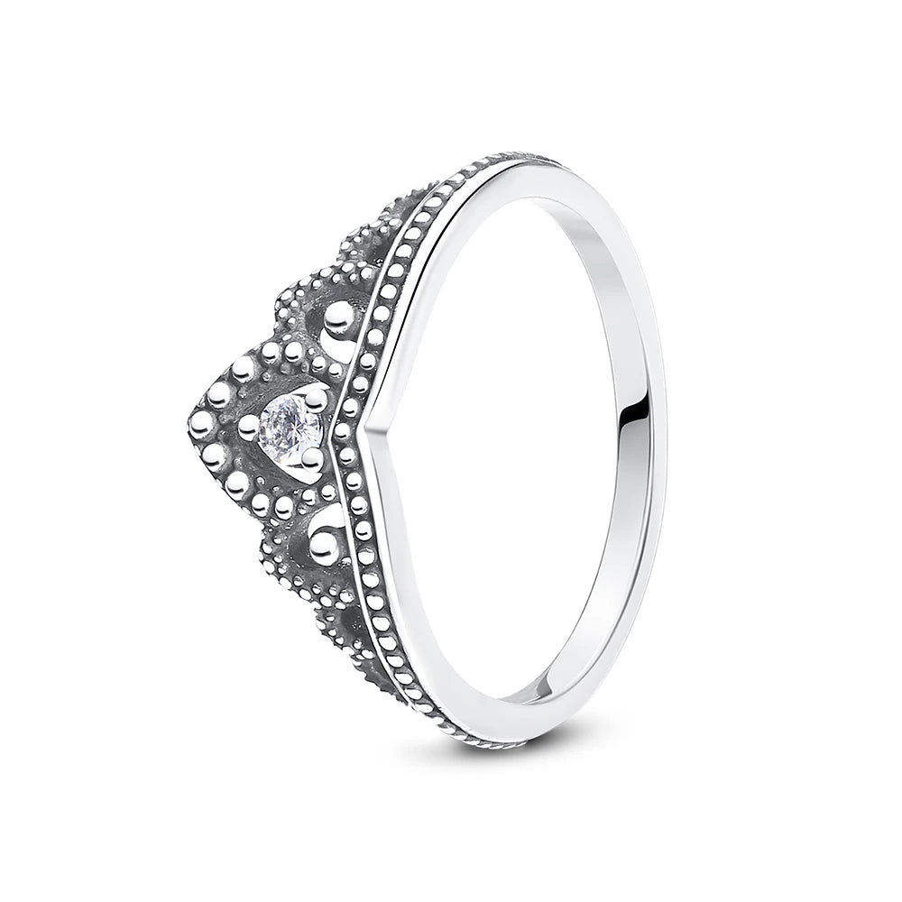 925 Sterling Silver Rings For Women Original Love Heart Wishbone Star Moon Engagement Rose Gold Wedding Ring Crystals Jewelry