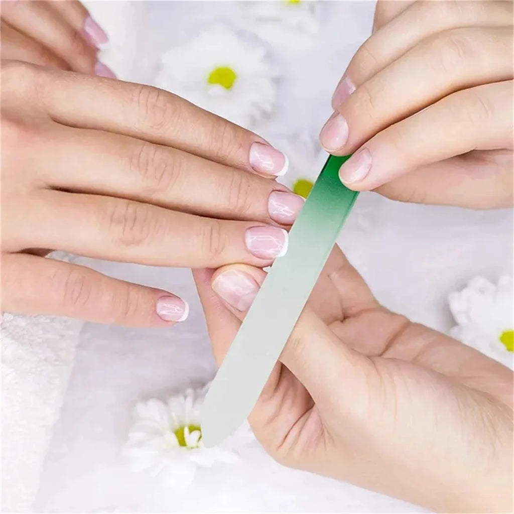 1pcs Professional Colorful Glass Nail Files strip Double-Sided Transparent Gradient Crystal Polished DIY Manicure Tools Supplies