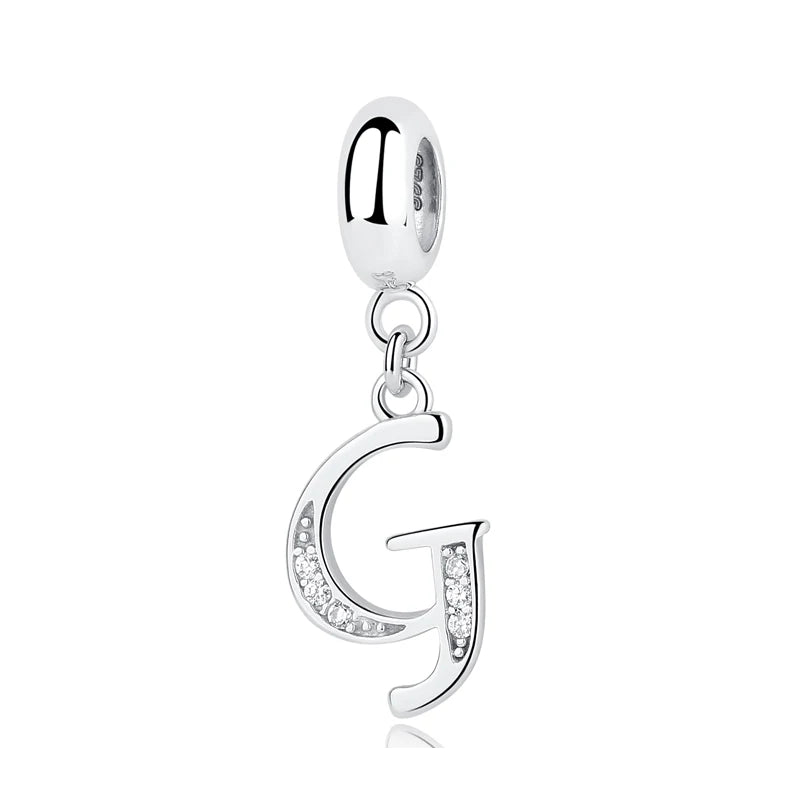 925 Sterling Silver Charms Original Letter Alphabet A-Z Pendant Beads Fit Brand Bracelets Necklaces Diy Jewelry For Women