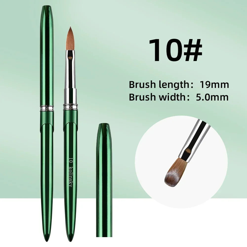 New High Quality Kolinsky Acrylic Nail Brush New Product Metal 100% Pure Kolinsky Brush for Acrylic Nails Sizes 2-18 Nail Tool