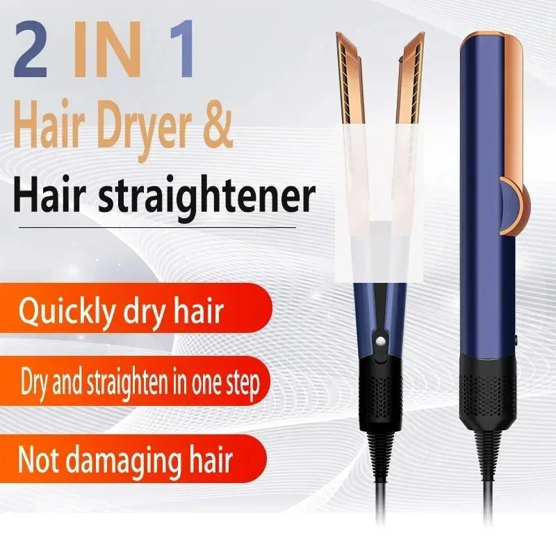 220V Salon-Grade 2-in-1 Hair Straightener & Dryer - Negative Ion Heating Flat Iron, Ideal for Home/Professional Styling