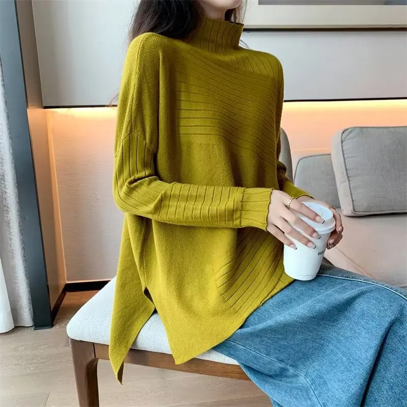 2025 Autumn Winter Women Sweater Turtleneck Cashmere Sweater Women Knitted Pullover Fashion Keep Warm Loose Tops