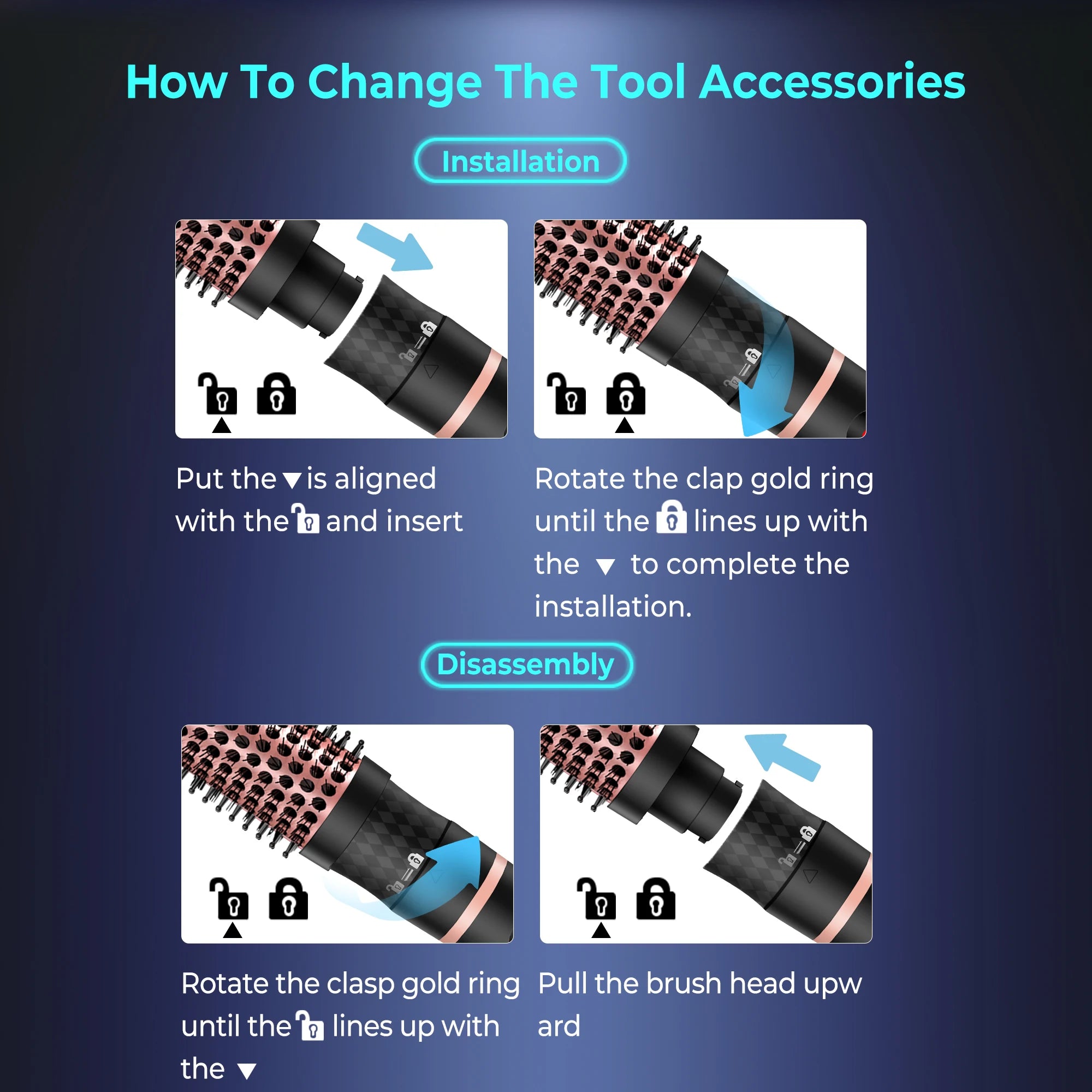 2 in 1 Thermal Brush Set Double PTC Heated Heat Round Brush Ionic Curling Brush 11 Temps Heated Curling Brush