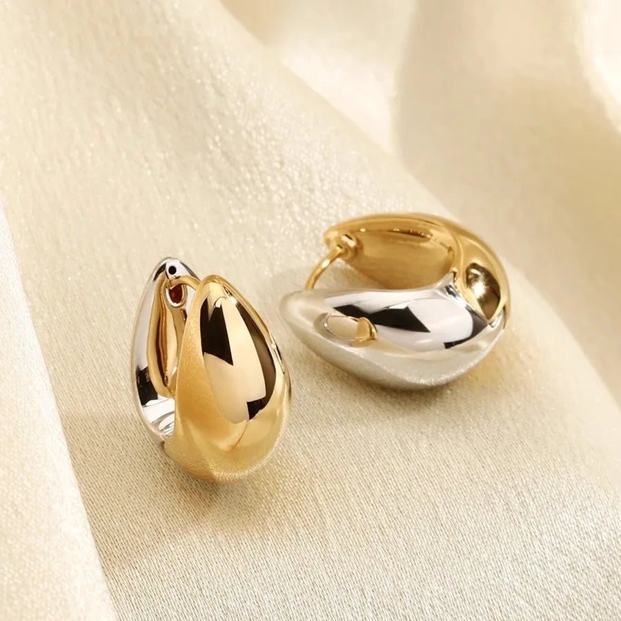 925 Sterling Silver Vintage Gold OVal Earrings For Women Trendy Earring Jewelry Prevent Allergy Party Accessories Gift