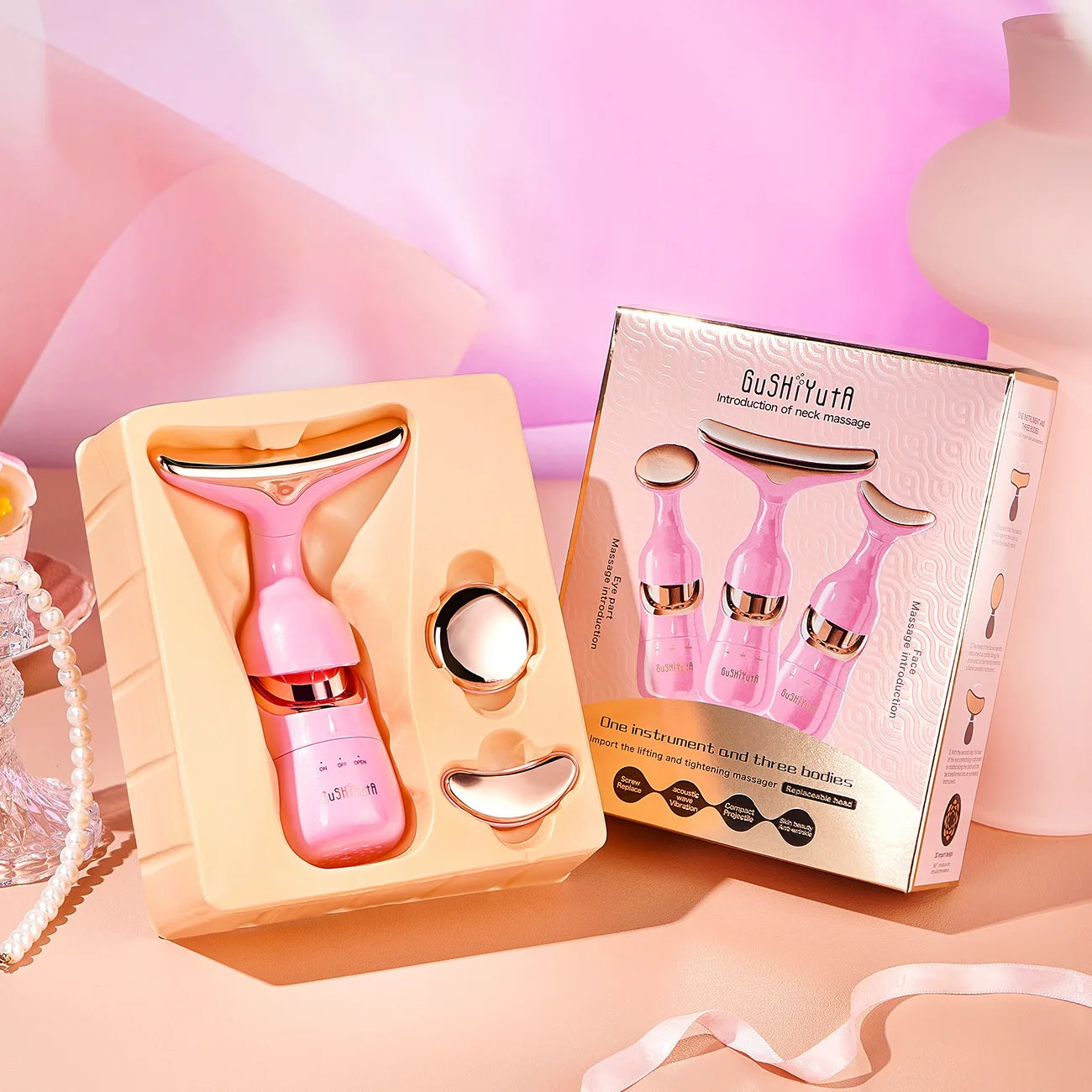 3-in-1 Sonic Neck & Face Massager – Lifts, Firms & Reduces Wrinkles | Home Use Massager & Beauty Device