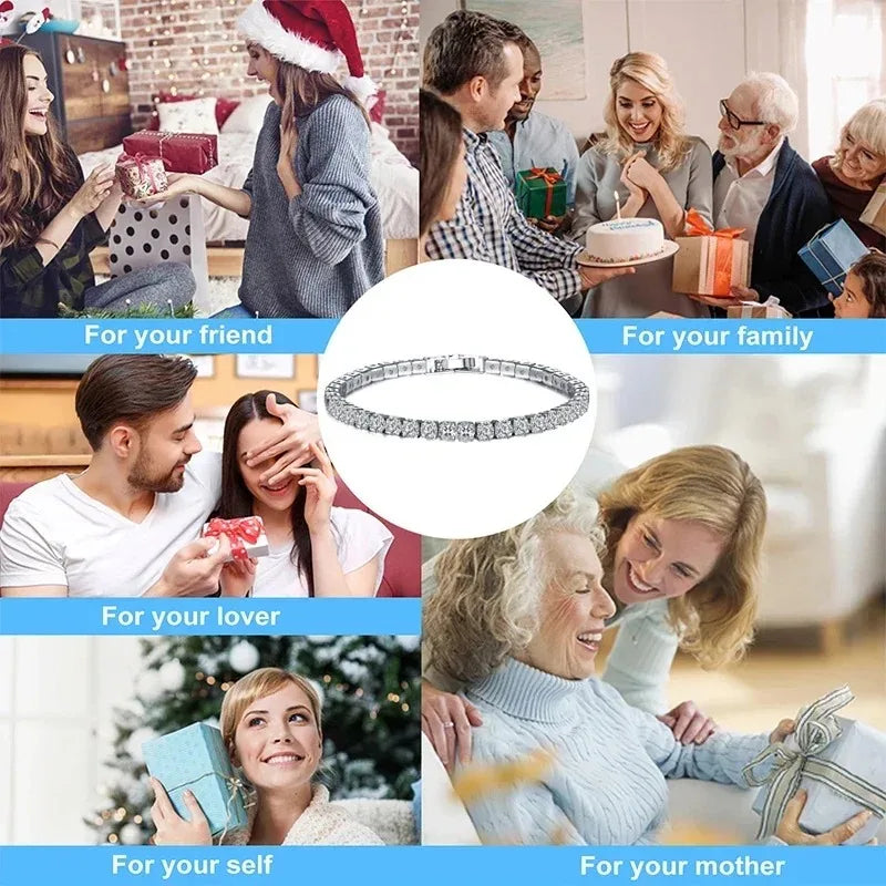 Hip hop trendy new exquisite 925 sterling silver tennis bracelet, gold men's and women's bracelets, crystal jewelry gifts