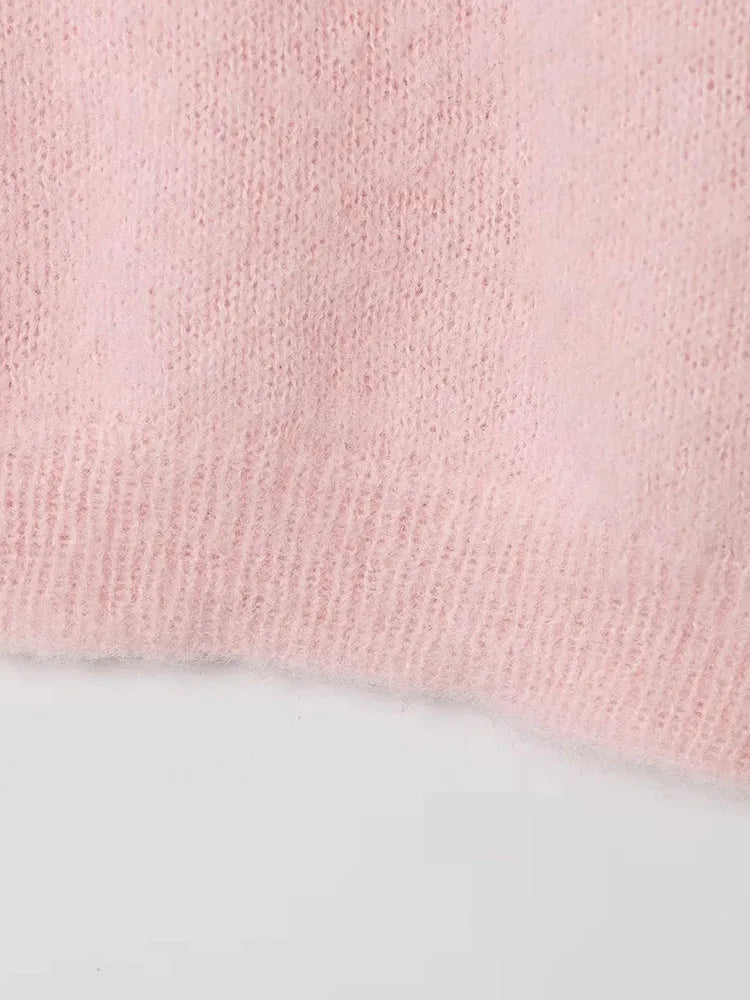 Women's Fashionable Lazy Pink One Shoulder Sweater 2025 Autumn New Design Sense Knitted Sweater Loose Top Female Clothing