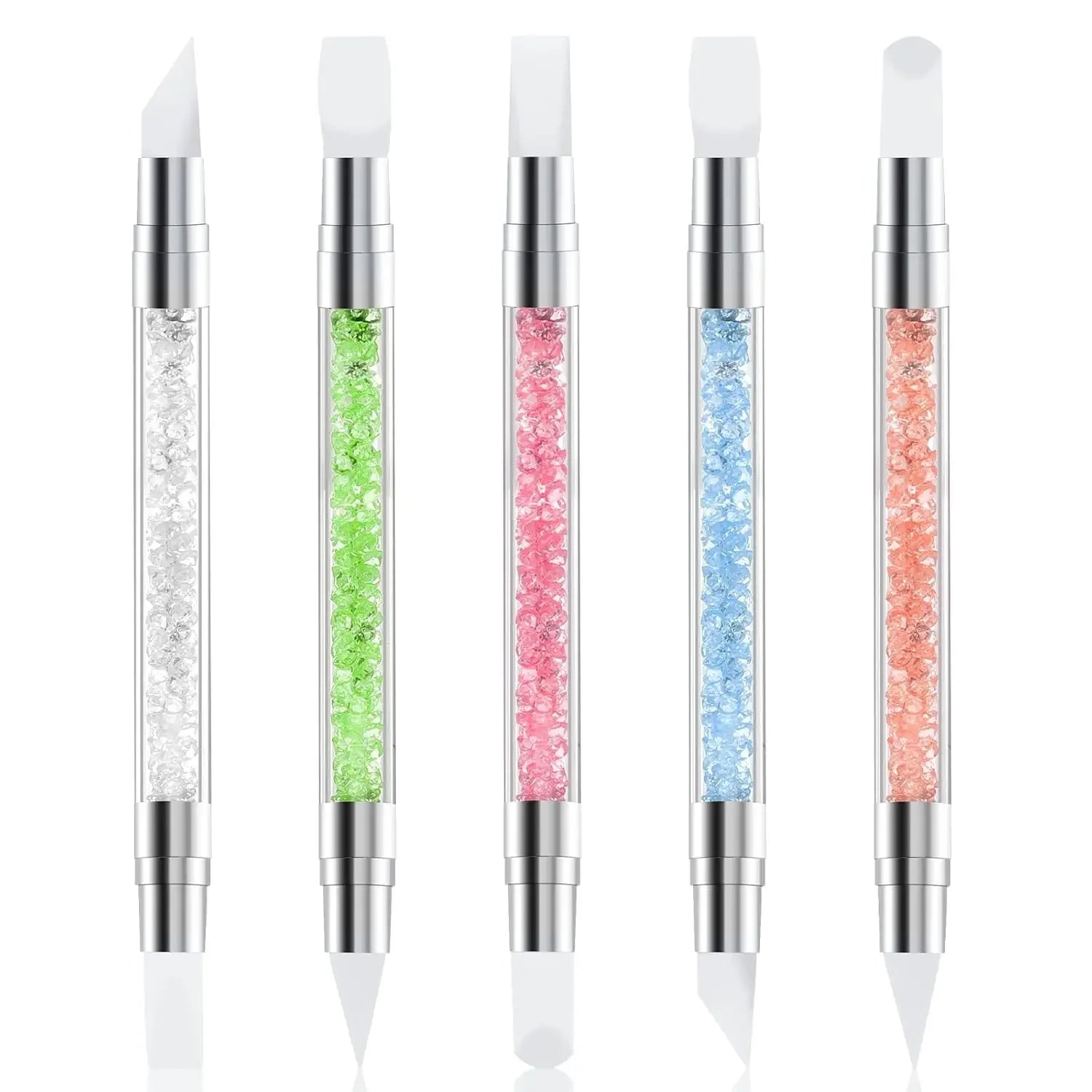 5-Pc Multi-Function Nail Art Pen Set with Dual-Ended Silicone Brushes for Resin, Foil Carving, Drawing, and Shaping.