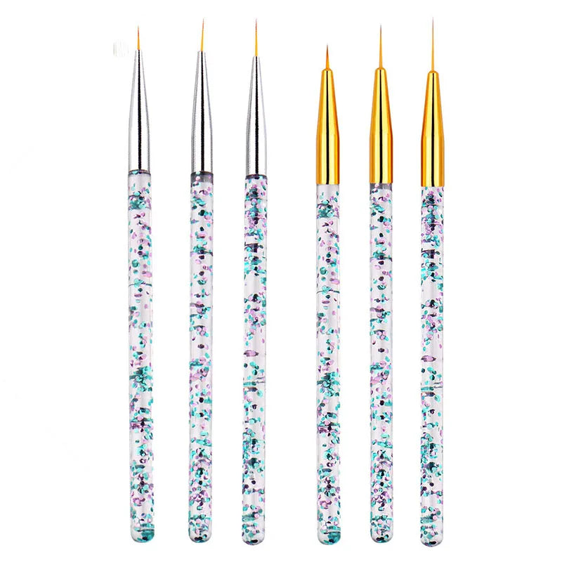 5/20Pcs Nail Art Brush Design Tip Painting Drawing Carving Dotting Pen FlatFan Liner Acrylic Gel UV Polish Manicure Tools