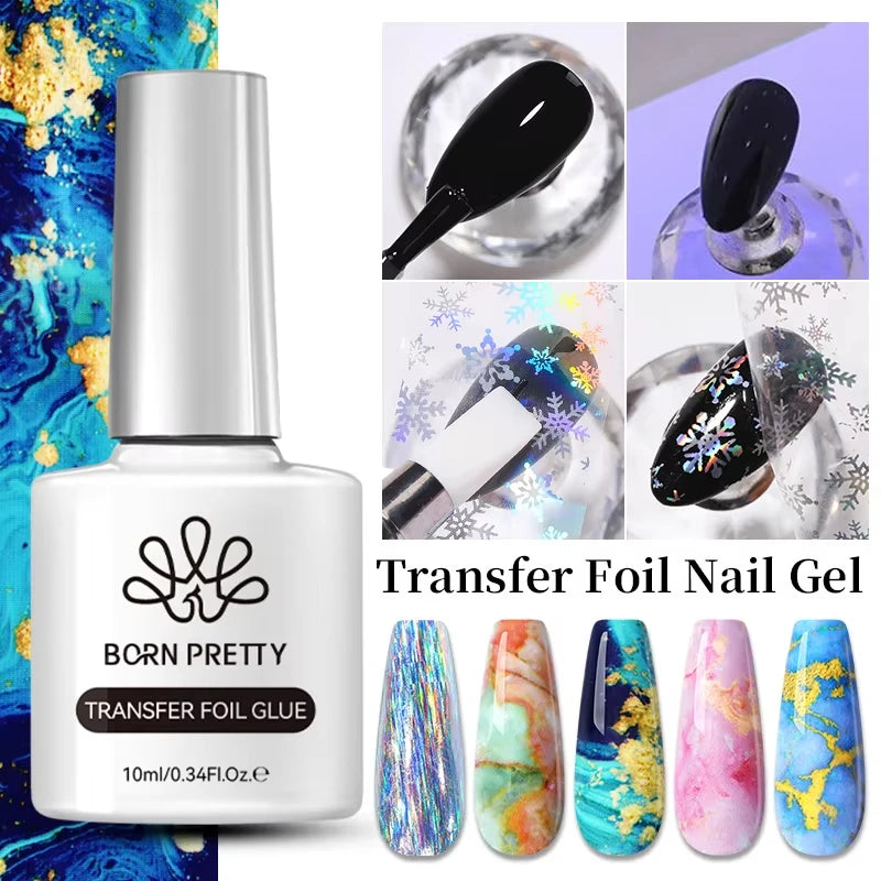BORN PRETTY Transfer Foil Nail Gel Polish Semi-Permanant Varnish For Adhesive Sticker Nail Glue Soak Off UV LED Gel Nail Art Man