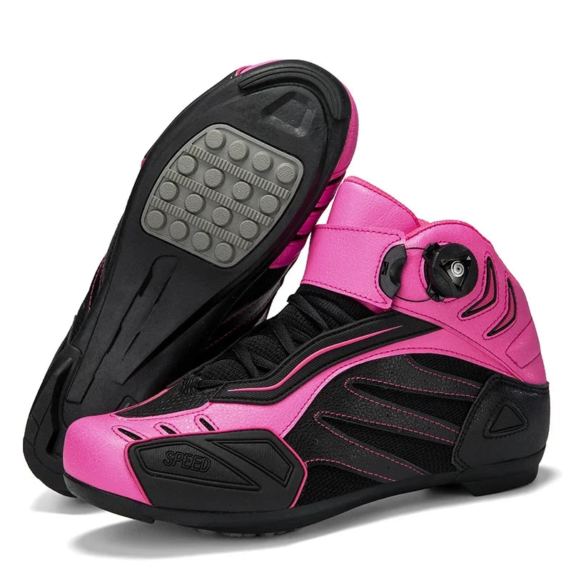 Moto Racing Boot Tênis Men Woman Motorcycle Boots Microfiber Leather Motorbike Riding Anticollision Ankle Protective Shoes