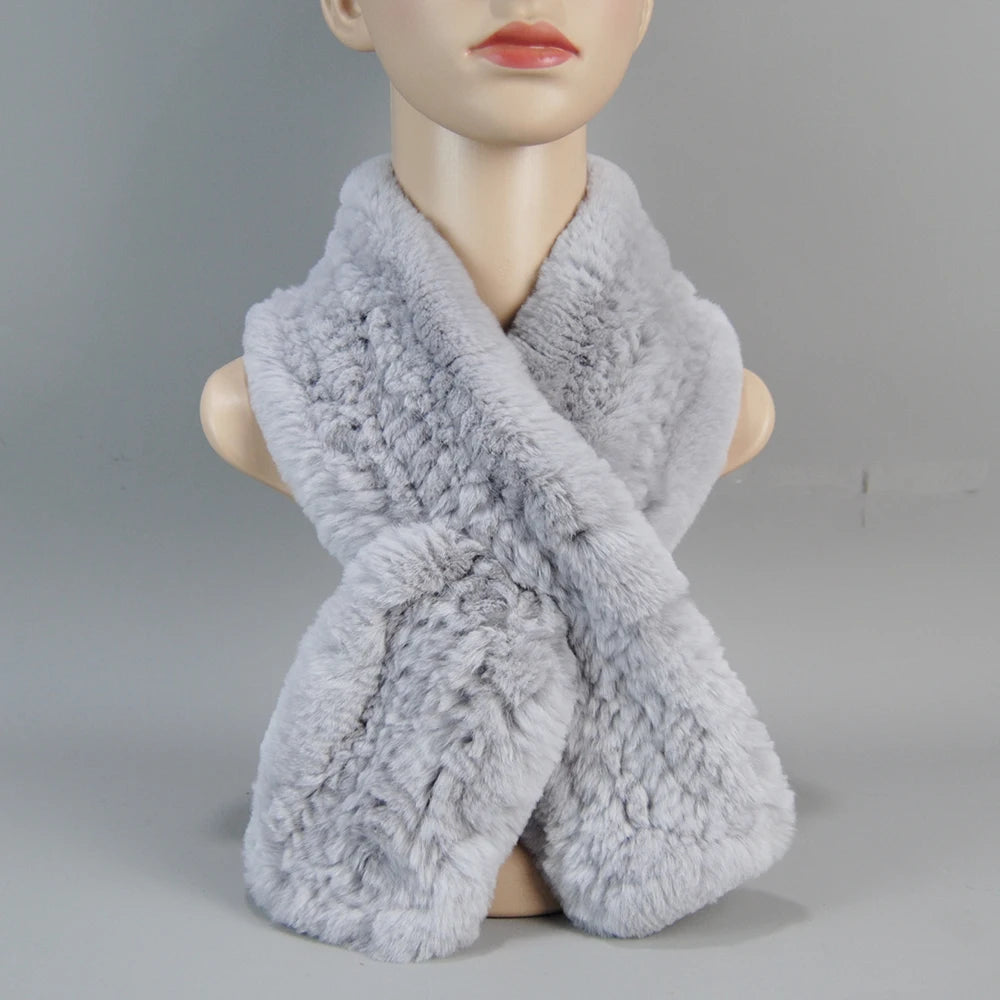 2025 New Fashion Women Real Rex Rabbit Fur Headbands Warm Good Elastic Real Rex Rabbit Fur Scarf Natural Rex Rabbit Fur Scarves