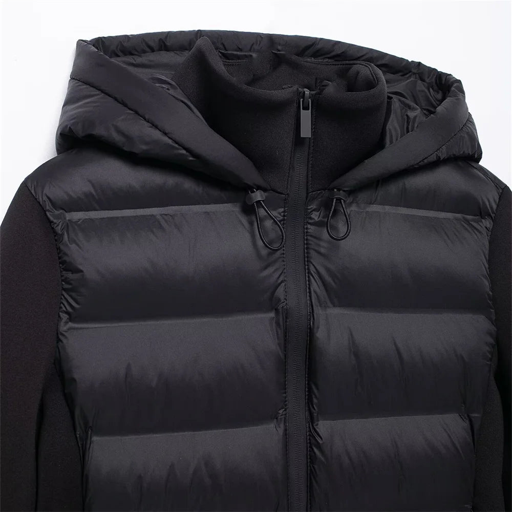 slim fit zipper hooded short warm jacket autumn and winter new product long sleeved solid color women's cotton jacket