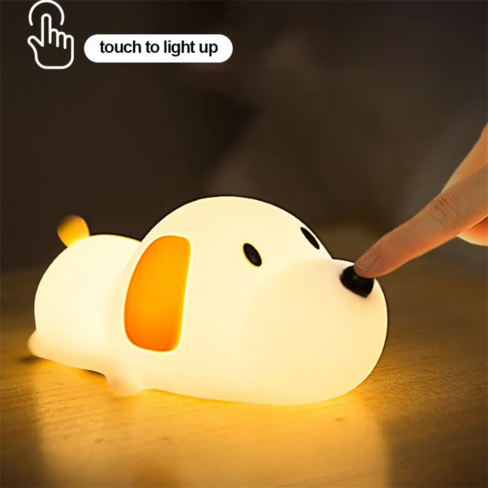 Cute Bunny Cartoon Night Light - USB Rechargeable Touch Dimming, Children's Bedside Sleep Gift
