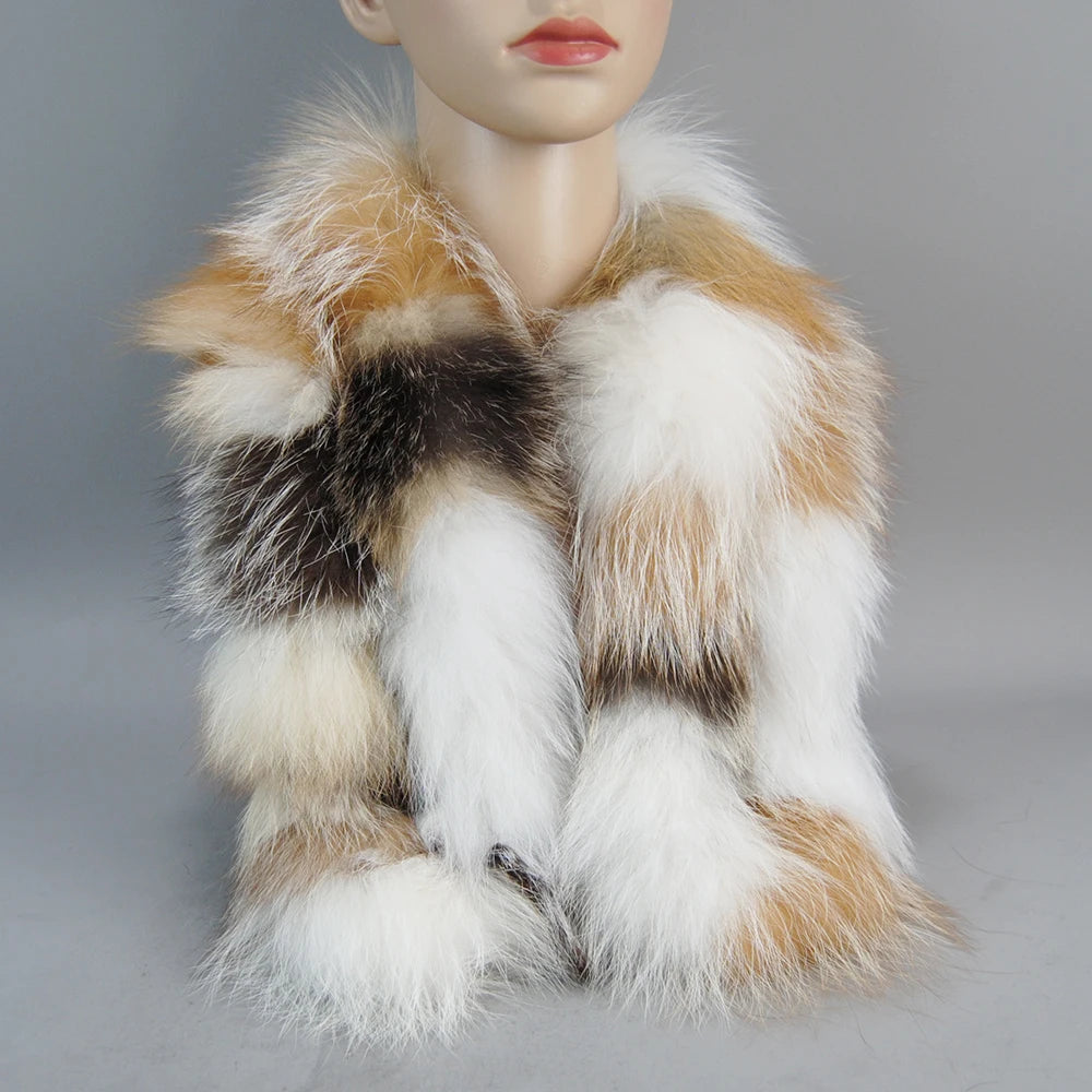 2025 Brand Hot Sale Men Women Genuine Fox Fur Scarf 100% Real Natural Fox Fur Collar Scarves Wraps Good Quality Fur Ring Muffler