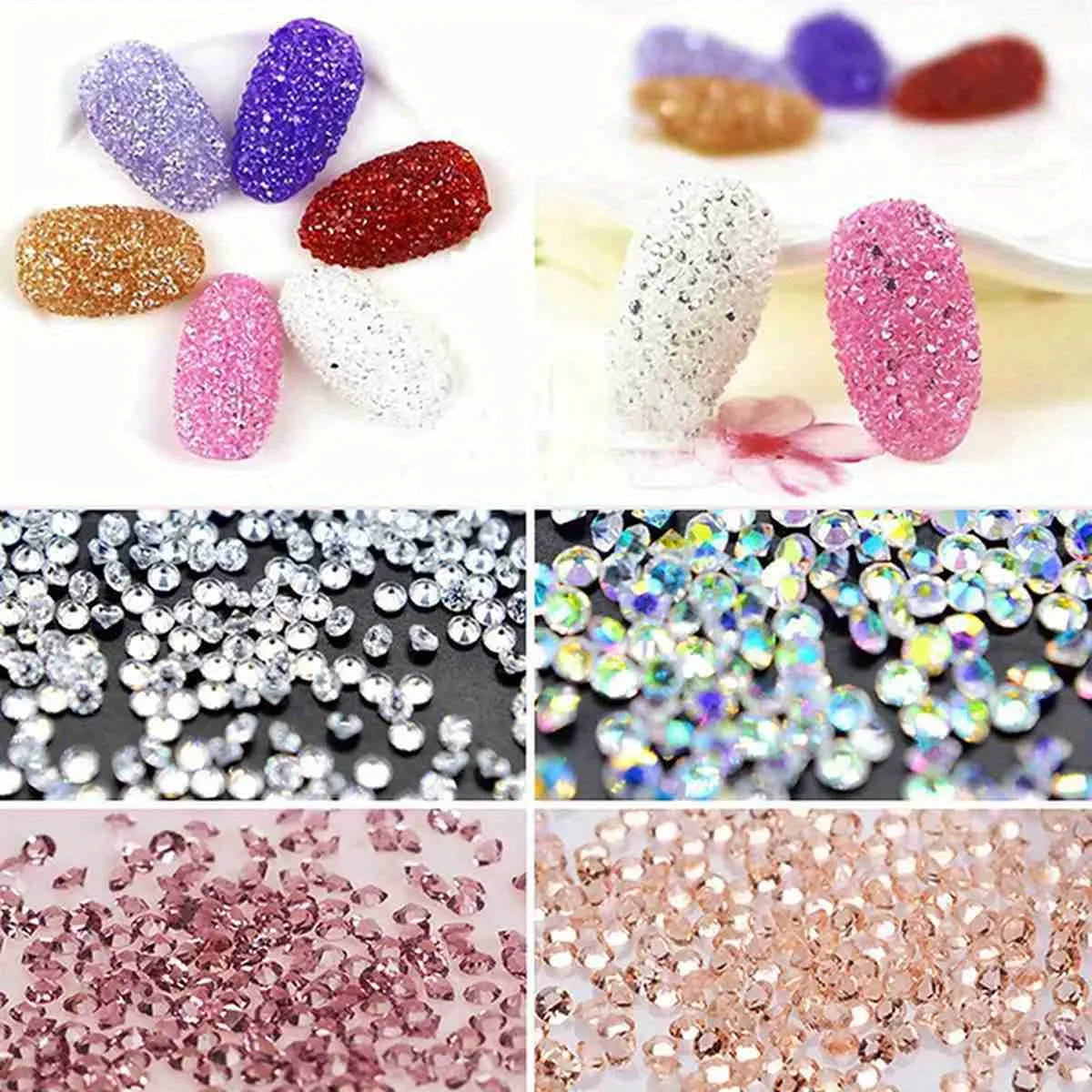 1440Pcs/Bag Glitter Caviar Nails Rhinestones Fairy Micro Crystal Beads 3D AB Crystal Nail Art Accessories DIY Design Manicure