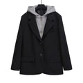 women's suit jacket casual single breasted hooded fake two-piece splicing autumn new suit jacket