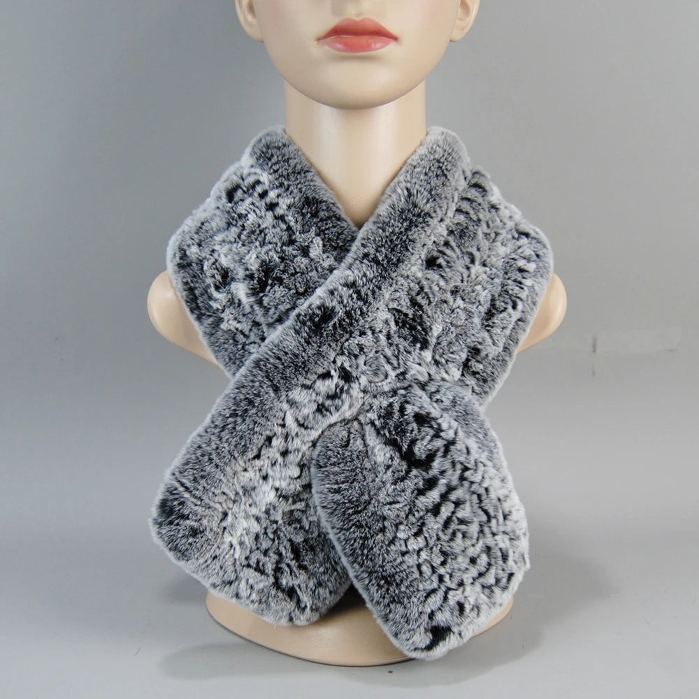 2025 New Fashion Women Real Rex Rabbit Fur Headbands Warm Good Elastic Real Rex Rabbit Fur Scarf Natural Rex Rabbit Fur Scarves