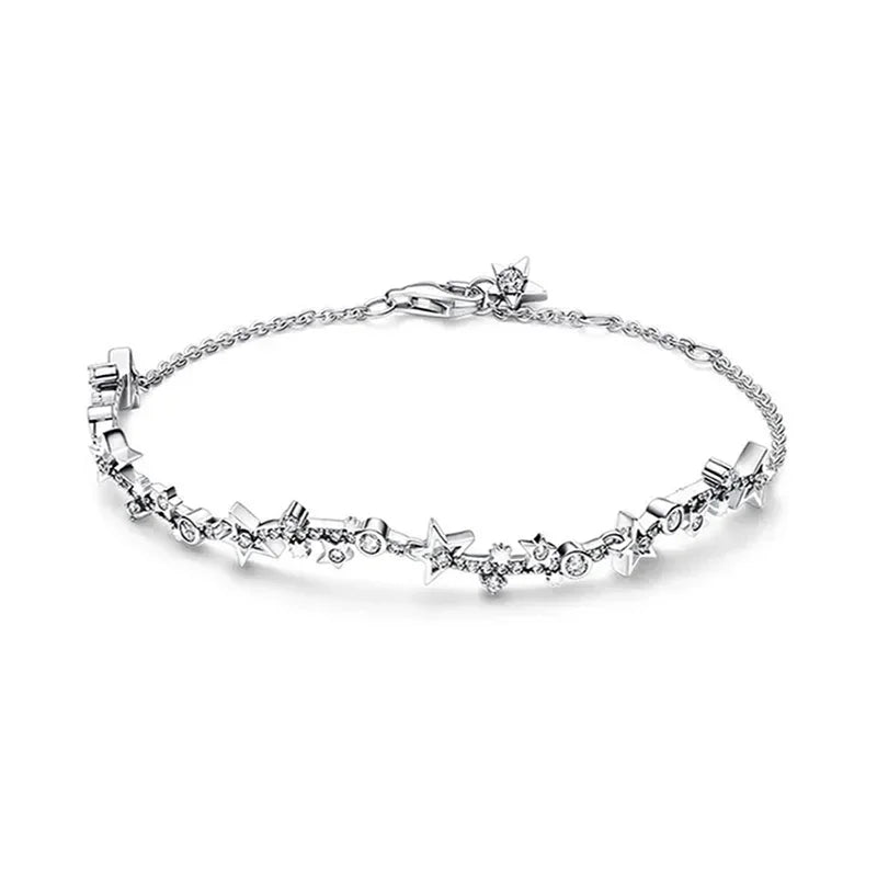 Charm 925 sterling silver exquisite sparkling star circular charm bracelet for women's New Year exquisite jewelry