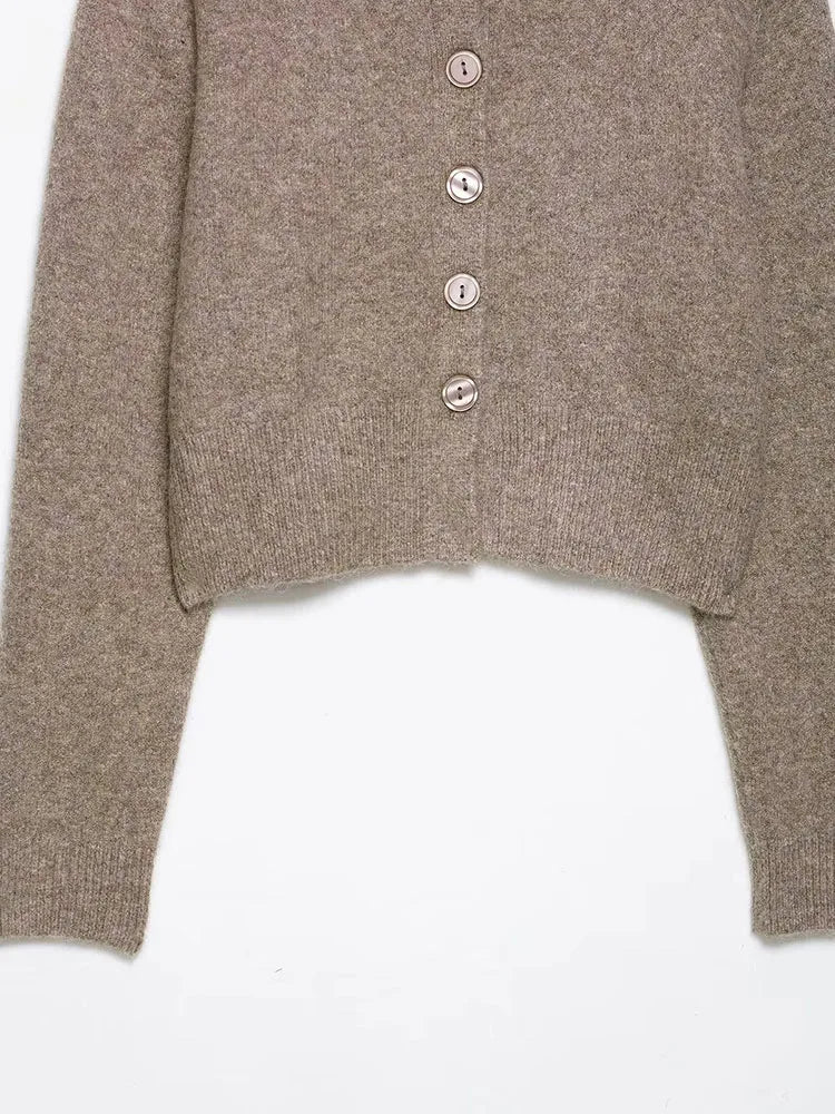 Women 2025 Autumn Basic Casual Short Cardigan Elegant Knitted Cardigans For Women Daily Ladylike Knitted Sweater Knitwear Coat