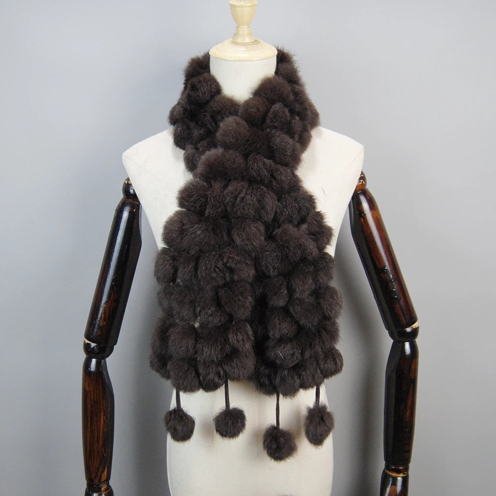 Women Winter Warm Real Rabbit Fur Scarf Hot Sale Natural Rabbit Fur Muffler 2025 Lady 100% Genuine Fur Scarves Wholesale Retail
