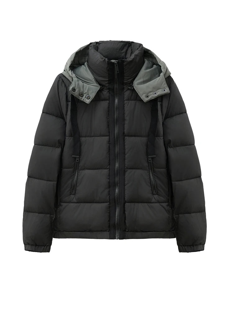 2025 stock women's hat detachable padded jacket short jacket thick thermal top