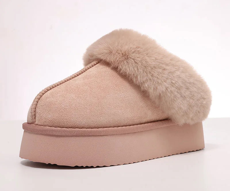 Smile Winter Ladies Slippers Fluffy Lined Warm Slippers Women Non Slip Cosy House Shoes for Indoor and Outdoor Suede Slippers
