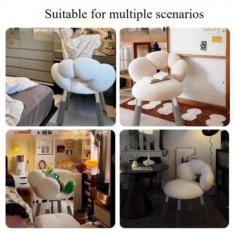 Dressing stool cream wind makeup chair lamb wool small apartment bedroom girls Internet celebrity desk matching