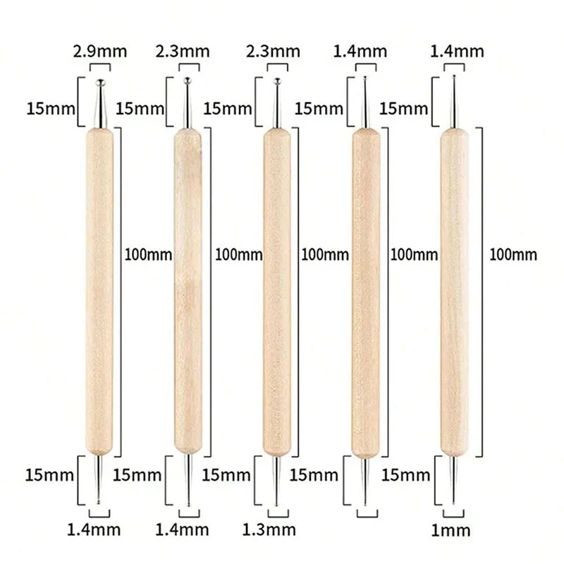 5Pc Nails Art Dotting Pen Acrylic Drawing Liner Supplies Brush Rhinestone Gems Picker UV Gel Painting Manicure Accessoires Tools