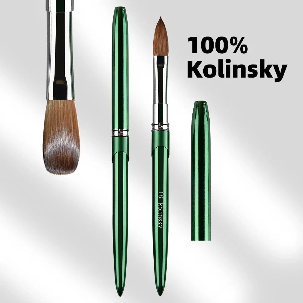 New High Quality Kolinsky Acrylic Nail Brush New Product Metal 100% Pure Kolinsky Brush for Acrylic Nails Sizes 2-18 Nail Tool